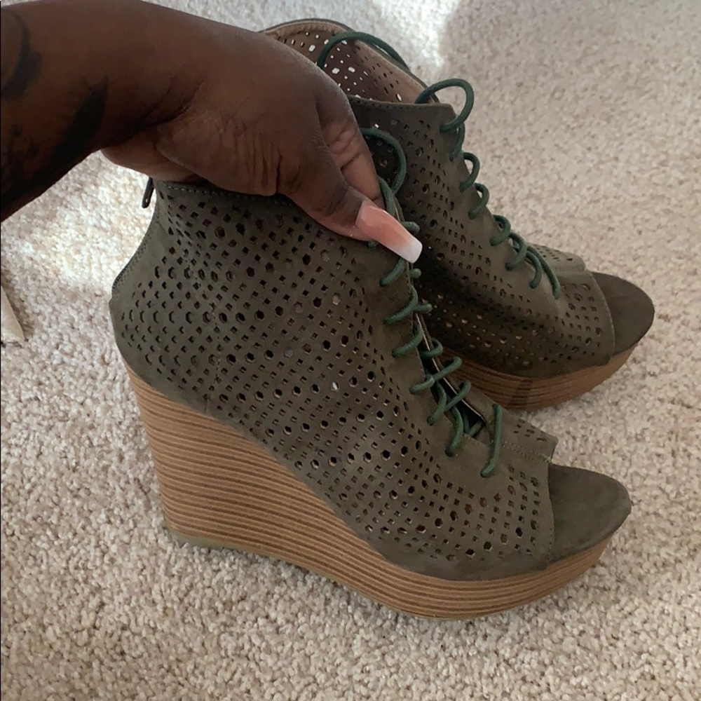 Olive Green Wedges